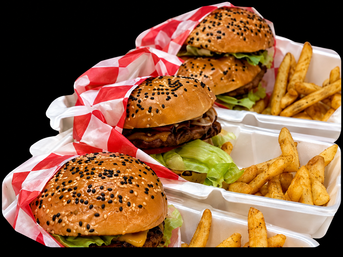 3 hamburguesas clásicas + papas